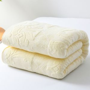 Pure Cotton Solid Color Jacquard Multipurpose Towel Quilt Air Conditioner Blanket Queen King 4/5/6feet Size Bedspread
