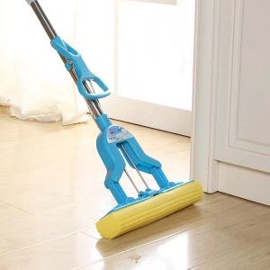 SH Retractable gummy mop household absorbent sponge mop pair folding squeezy mop cloth hand wash free mop head