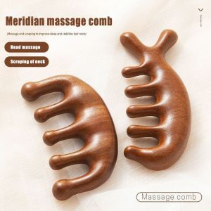 Massage Comb Sandalwood Comb Head Massage Scraping Dredging Meridian Massage 经络按摩梳子