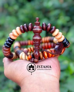Tasbih Kayu Langkah 11 Macam Ukuran 14mm - Kombinasi Kayu Bertuah - Motif Muslim