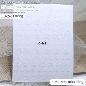 Nail Flat Sticker Dễ thương Cartoon Cat  Star đầy màu sắc Tình yêu Cat Head Nail Sticker 4pcs