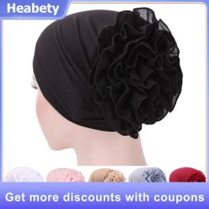【Heabety】 Women Flower Stretchy Turban Head Wrap Band Chemo Bandana Hijab Pleated Indian