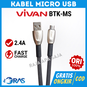 KABEL DATA CHARGER VIVAN MICRO USB Fast Charging - Kabel Cas Casan Carger Carjer | Kabel Casan HP Android Data Cable | Kabel Vivan BTK-MS 1 meter