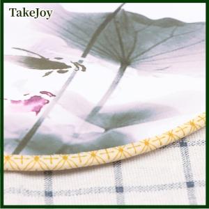 TakeJoy Chinese Style Round Fan with Wooden Handle Portable Printed Vintage Fan