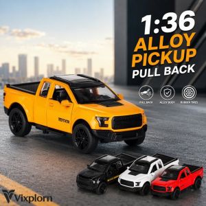 1:36 Scale Alloy Pickup Truck Model Simulation Pull Back Car Openable Door Collection Ornament Kids Boys Toys