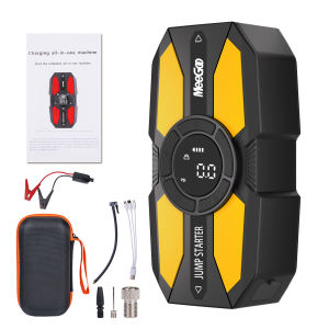 MeeGoo 4 In 1 Car Battery Jump Starter 12V Emergency Power Tyre Air Pump Portable USB Charging Power Bank With Digital Display And LED Light