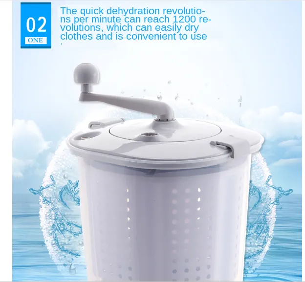Portable Manual Non Electric Washing Machine Hand Crank Washer