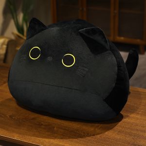 JOJO CASTLE 18/40/55/95cm Kawaii Black Cat Plush Toys Stuffed Soft Round Animal Cat Pillow Nap Cushion Creative Birthday Gift for Kids Children
