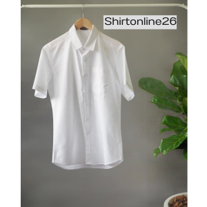 เสื้อเชิ้ตผู้ชาย ผ้า COTTON ขาว ทรงสวย ใส่สบาย เเขนสั้น ทรงพอดีตัว M - 4XL พร้อมส่ง
