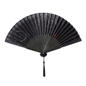 Summer Bamboos Fan With Willow Pattern Cooling Accessories Lightweight Silk Fabric Chinese Styles Decorative Craft