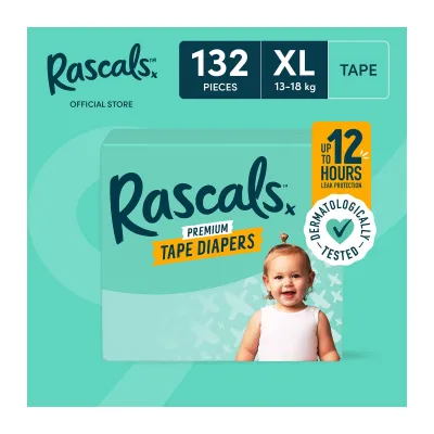 Rascals Tape XL Diaper Case - 44 PCS X 3 (132 PCS)