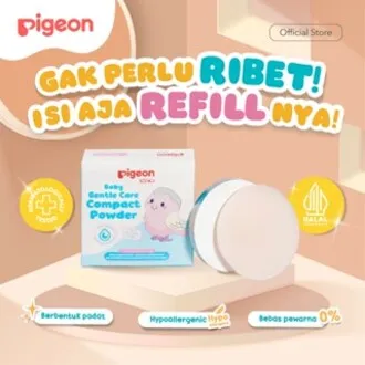 PIGEON Baby Powder Cake Chamomile | Baby Powder Compact | Bedak Padat Bayi | Minim Kepul | Tanpa Pewarna | Hypoallergenic Tested | Bedak Anti Alergi | Non Fragrance| Halal BPOM Original 100%