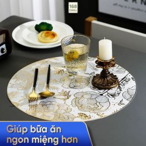 Tấm Lót Bàn Ăn PVC Cách Nhiệt Cao Cấp Để Chén Dĩa Chống Nóng Chống Xước Phong Cách Châu Âu