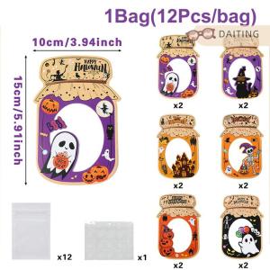 DAITING Halloween Party Gift Bags Pumpkin Ghost Self-Adhesive Candy Snacks Bag 2025 Halloween Party Home Decor Supplies Kids Favors