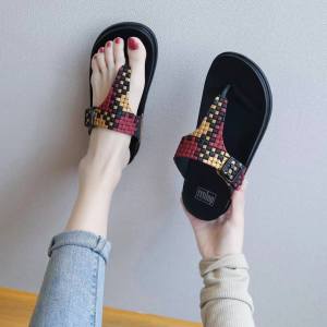 Women woven belt soft Flip flop slippers summer non-slip beach sandals outdoor (Add one size)