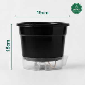Chậu tự tưới Trơn VIETPOT size 19x15cm thông minh trang trí nhà cửa ban công sân vườn.