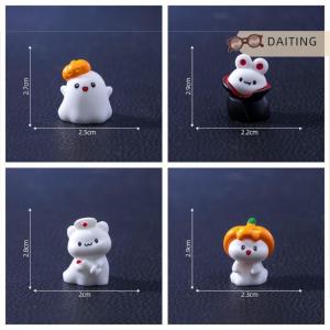 DAITING 4 8Pcs Cute Pumpkin Ghost Decoration Halloween Micro Landscape Miniature Figurines Resin Craft Mini Fairy Garden Ornaments
