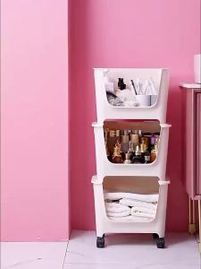 New Office Desk underneath Mobile Rack Wheels Bookbag Organizer Plastic Storage Clutter-free Solution Small Caddy Cart