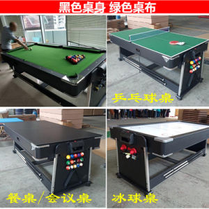 7-ft Pool Table Multifunctional 4 in 1 Indoor Standard Adult American Black 8 Pool Table Home Dining Table Ping Pong Table Ice Hockey Table Conference Table