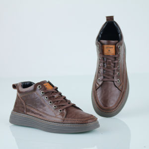 Giày sneaker nam da bò nguyên tấm đế cao su đúc tăng chiều cao 3.5 cm  2 màu ( nâu - đen )- BOMBUS