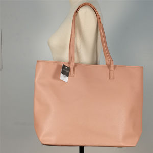 Chic Color Smooth Leather-Like Tote Shoulder Shopper Bag (Blush Pink Yellow Blue Taupe)