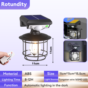Solar Wall Lamp with solar panel outdoor waterproof IP67 wall mounted light automatic motion sensing sconces lights indoor and outdoor household ultra-bright led original light nordic vintage night hanging lighting for garden yard street lighting