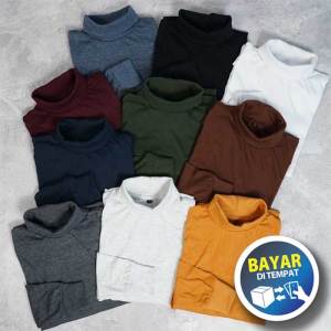 Baju Kaos Turtle Neck Pria Lengan Panjang Cotton Combed Baju Turtleneck Polos Kaos Polos Panjang Baju Kaos Longsleeve Distro Baju Kaos Basic Polos Baju Korean Style Baju Dingin Baju Kaos Musim Dingin Baju Polos Basic Kaos RIB Leher Tinggi Polos by Maleka
