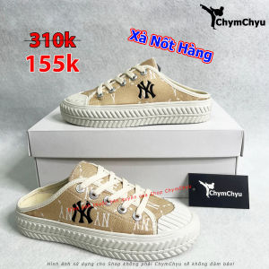 [Xả Lỗ Không Hộp] Giày Sục Đạp Gót MLB NY Nữ màu đen Đẹp