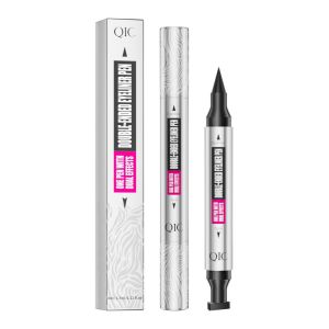 Waterproof Dual Tip Stamp Eyeliner Pen - Winged Liner Stamp & Super Fine Brush Quick-Dry Smudge-Proof Long Lasting Easy Cat Eye Makeup Vegan Cruelty-Free