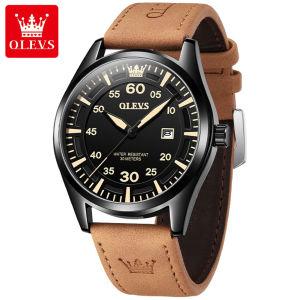 OLEVS 9962 Genuine Leather Band Men Wristwatches Waterproof Fashion Quartz Watches For Men Calendar