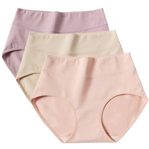 กางเกงในผ้าคอตตอน3/5ชิ้นสำหรับผู้หญิงกางเกงในเอวสูงกางเกงในกางเกงสวมใส่สบายขนาดพิเศษ M-3XL