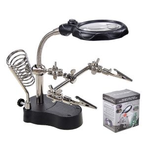 WENKEN Đèn LED Trạm hàn hỗ trợ 35X 12X với các kẹp phụ. Giá đỡ mỏ hàn Bền bỉ Kính lúp Sửa chữa bảng mạch PCB