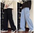denim pants six pocket  loosse casual fashion cargo pants for mens. 