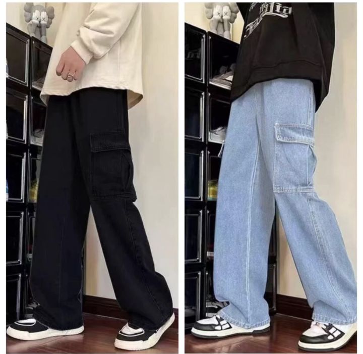 denim pants six pocket  loosse casual fashion cargo pants for mens
