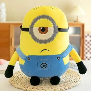 Fast shipping Hot Sale Cute Minions Anime Movie Characters Plush Toys Bob Stuart In Jeans Soft Dolls Pillow Ornaments Gifts