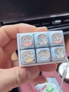 SKISOPGO Fidget Clicker Keychain Key Cap Clicker Clicky Button Keyboard Fidget Keyring 9 Keys Mini Keyboard