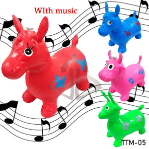 xinixin Large jump vault inflatable horse childrens outdoor toys thick explosion-proof inflatable trampoline has music