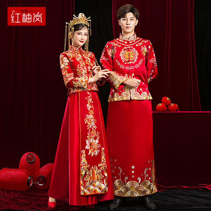 Couple show Hefu 2021 new spring Chinese wedding dress bride show ...