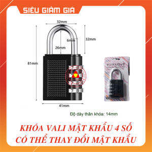 (Màu ngẫu nhiên) Khóa vali mật khẩu 4 số bằng hợp kim - Có thể đổi được mật khẩu - Khóa hòm khóa tủ khóa phòng gym