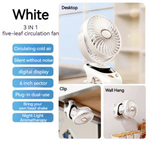SG 🔥[READY STOCK] 10000mah Portable Fan Mini Fan Portable Strong With LED Digital Clip Fan Type-C Charging Desktop Fan