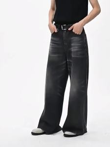 324HOUZHOU Quần Jeans Ống Rộng Màu Đen Vintage Nữ Oversized Thời Trang Hàn Quốc Quần Denim Baggy Grunge Y2k Hip Hop Nữ