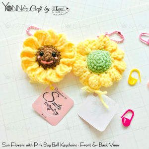Crochet Flower Plushie Keychain/Bag Charm (Ready 100% Handmade Premium Gift or Present) 1 Set.