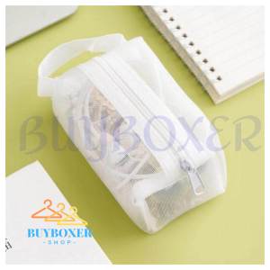 BUYBOXER 1pc Portable Square Mesh Storage Bag Mesh Makeup Bag with Zipper Mesh Cosmetic Bag Small Square Mesh Coin Purse