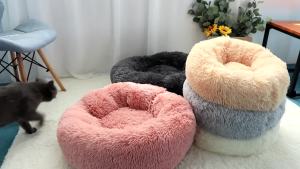 Round plush dog cat bed house mat soft puppy cat cushion mat small dog beds for dogs cats winter warm sleeping bed