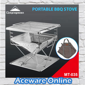CAMPINGMOON MT-035 M-Pro Stove Stainless Steel BBQ Stove Portable Camping Stove Burning Grill Pemanggang Arang 不锈钢折叠烧烤炉