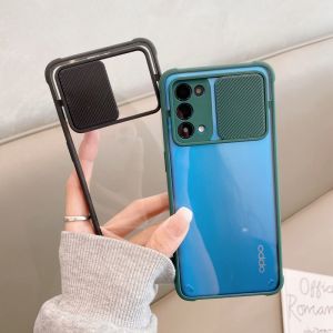 OPPO A3S A16 A54 A74 A95 Sliding Push Window Clear Phone Casing with Lens Protection Cover