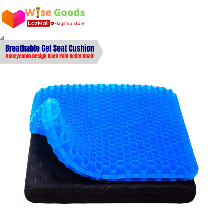 [SALE] 3D Breathable Chair Gel Seat Cushion Cooling Seat Cushion Large  Breathable Honeycomb Design Absorbs Pressure Points with Non-Slip Cover Gel 