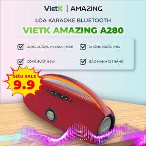 Loa Bluetooth VietK AMAZING A280 công suất 80W Pin 8000mAh  Chống nước IPX7 Ghép nối 2 loa