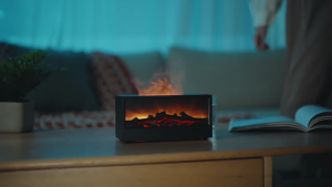 เครื่องพ่นไฟและเครื่องทำความชื้นน้ำมันหอมระเหยเตาผิงสไตล์โบราณพร้อมตัวกระจายกลิ่นหอมสำหรับตกแต่งไฟ LED