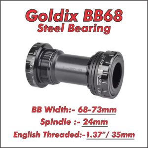 Bottom Bracket BB68 Meroca Goldix Threaded BSA 1.37"X24mm 68-73mm Ceramic Steel Bearing RB MTB